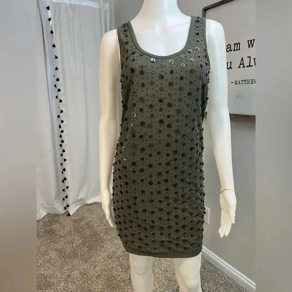 LIU JO women’s mini tank dress embellished and beaded front size 42 / medium - Picture 1 of 13
